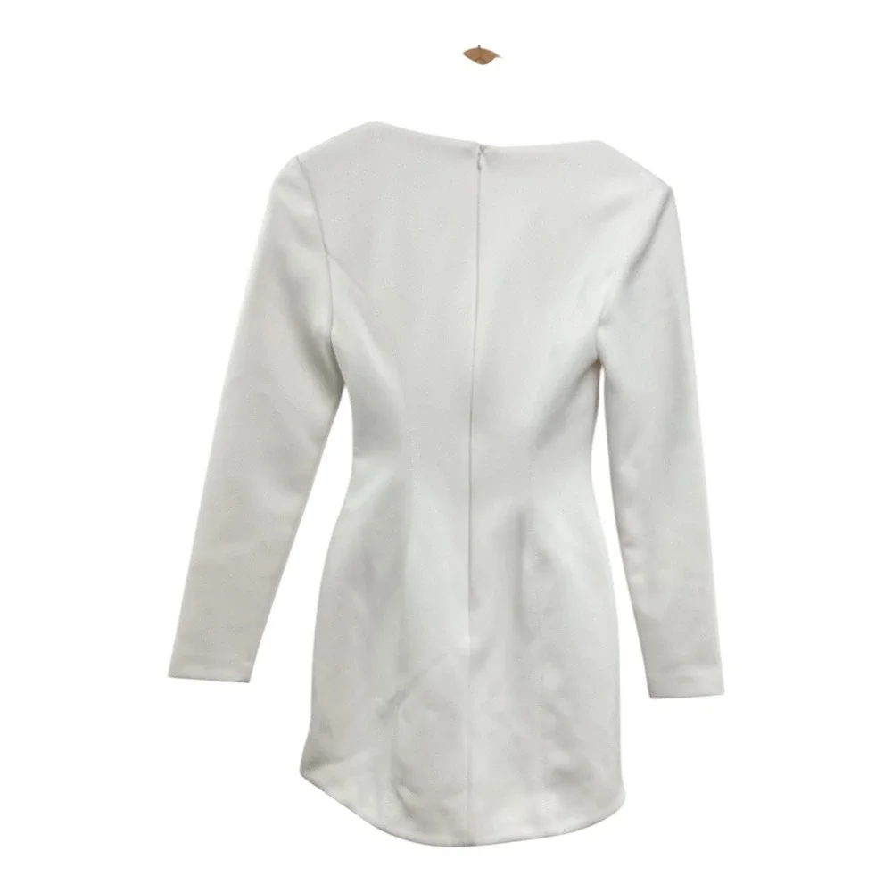 MISHA White Long Sleeve Cutout Square‎ Neck Mini Dress Size US 2